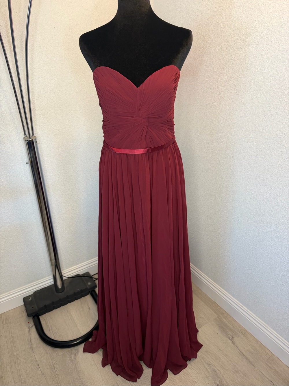 Cinderella Strapless Burgundy Chiffon Gown